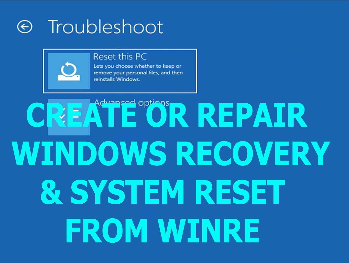 How to Enable Windows Recovery & System Reset from Advanced Recovery Menu