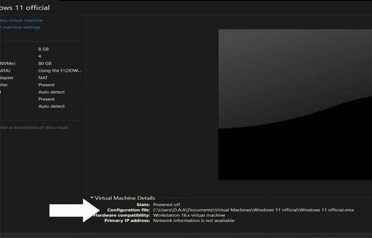 Configuration file Path in VMware