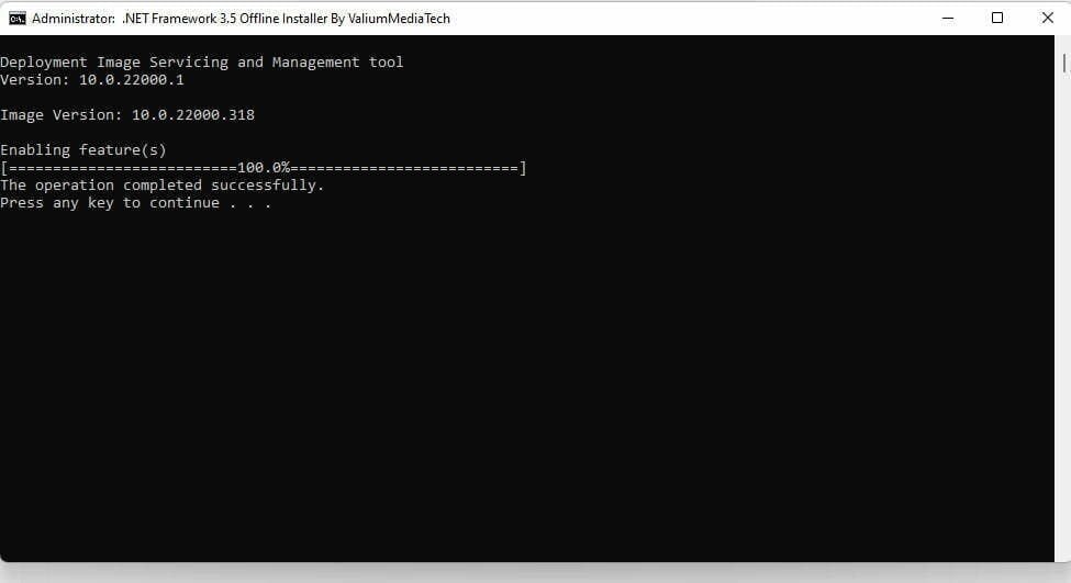 Successful-installation-of-.NET-framework-3.5-offline-installer-windows-11