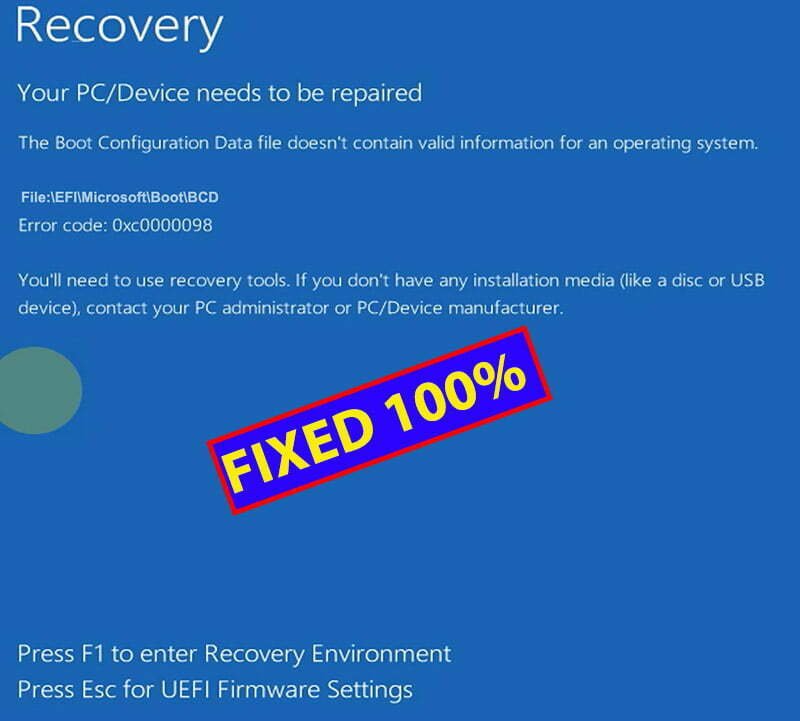 How to Fix Your PC/Device Need to be Repaired  BCD Corrupted in Windows 11/10