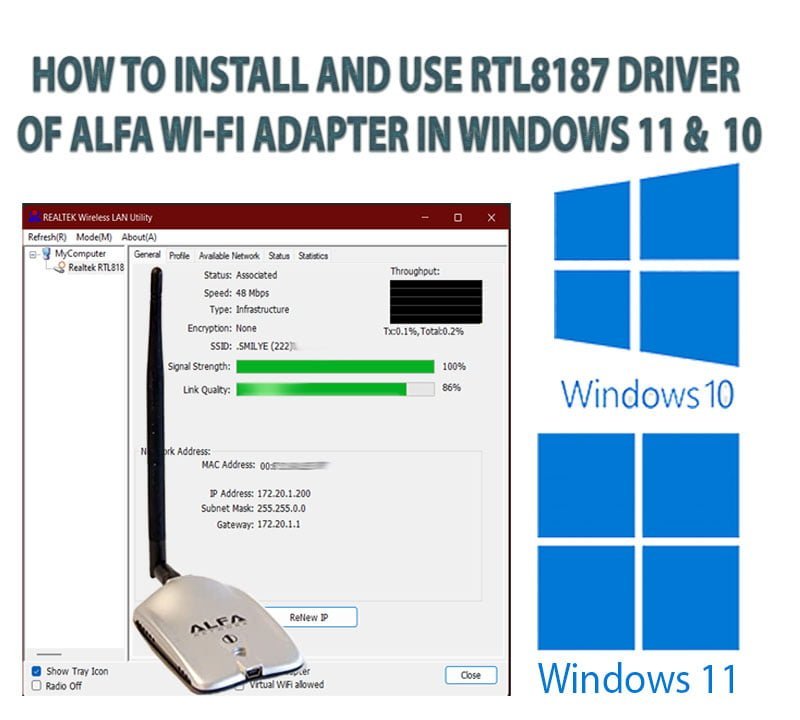 How to Install and Use RTL8187 Driver of Alfa Wi-Fi Adapter in Windows 11 & Windows 10