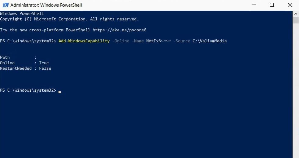 Install dot net in Windows 10 offline PowerShell