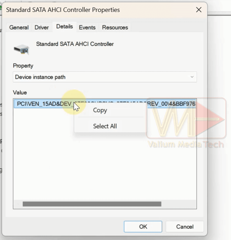 Copy the Path of StorAHCI.sys Driver