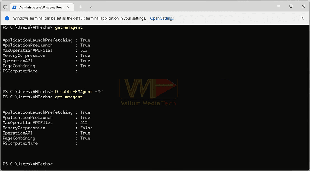 Disabling System & Compressed Memory CMD