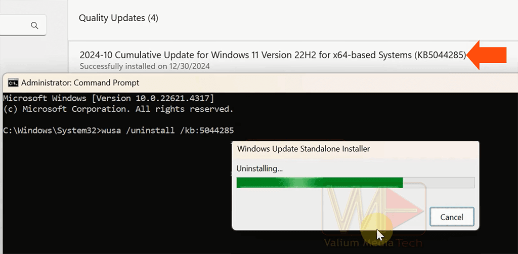 Remove Windows Updates From CMD