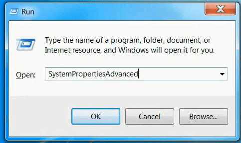Run SystemPropertiesAdvanced Command
