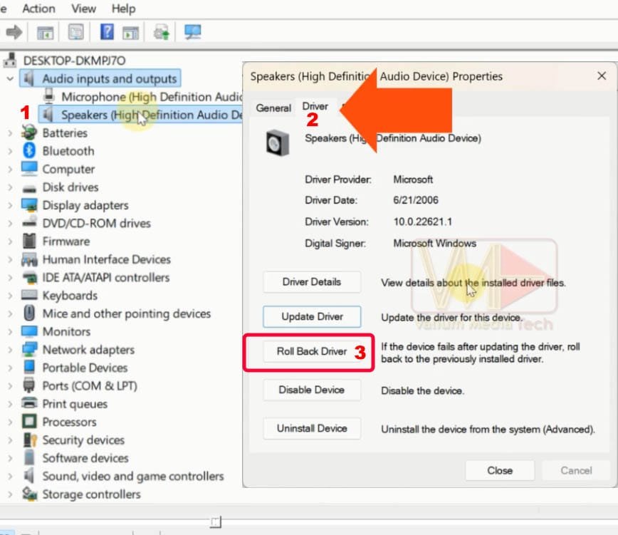 Roll Back Audio Driver