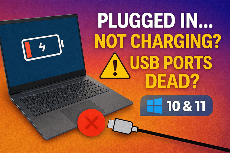 Laptop Plugged In but Not Charging & USB Ports Not Working | Windows 11 & 10 Fix