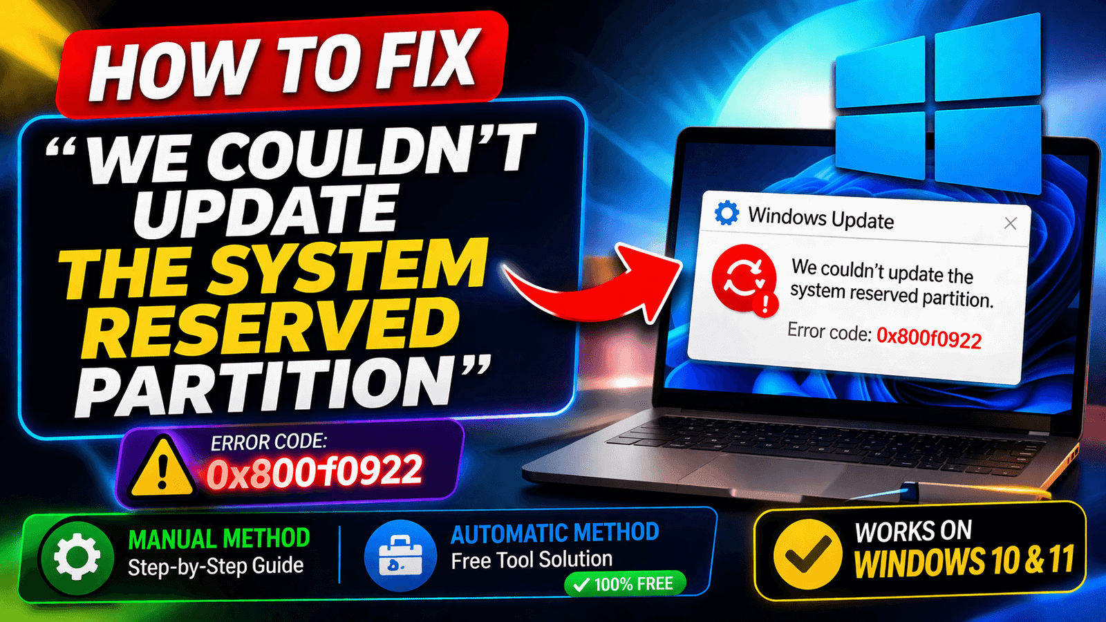 How to Fix We Couldn’t Update the System Reserved Partition (0x800f0922) in Windows 10/11