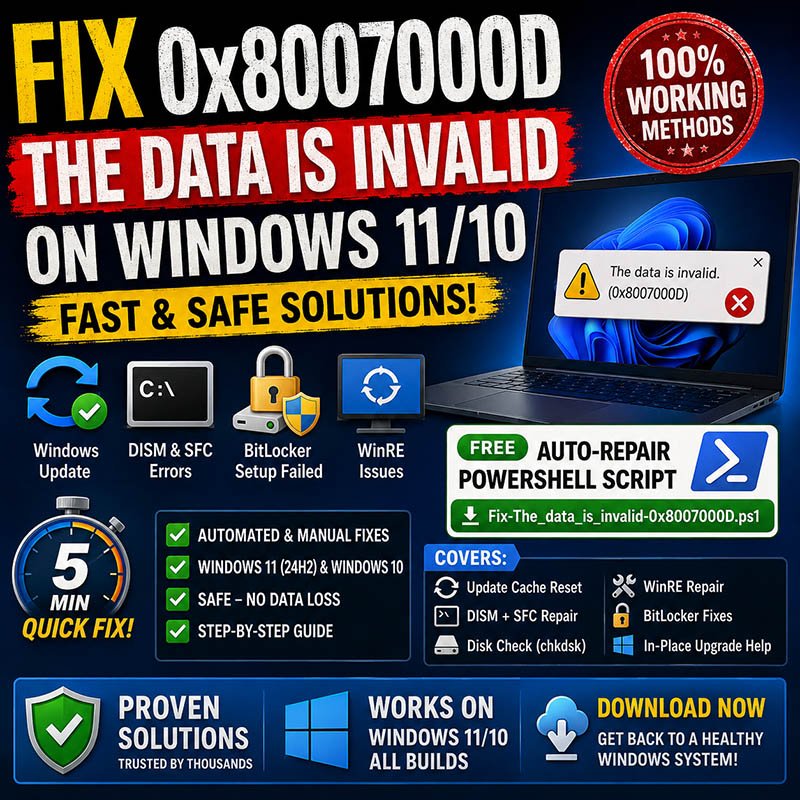 How to Fix 0x8007000D “The Data is Invalid” Error on Windows 11 & 10