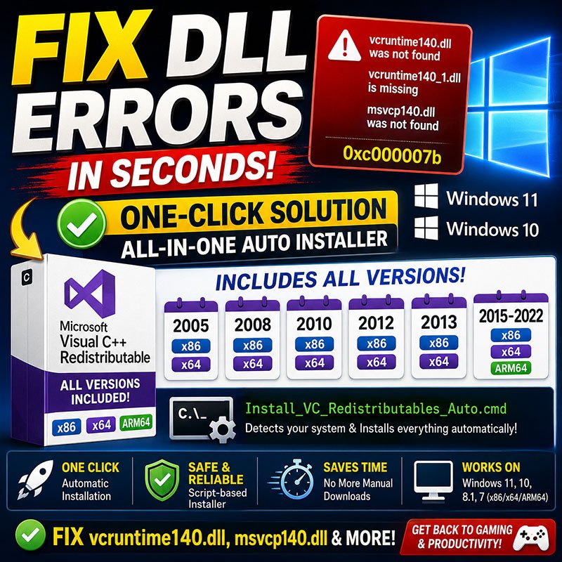 How to Fix vcruntime140.dll Not Found, vcruntime140_1, or msvcp140 dll Missing on Windows 10&11