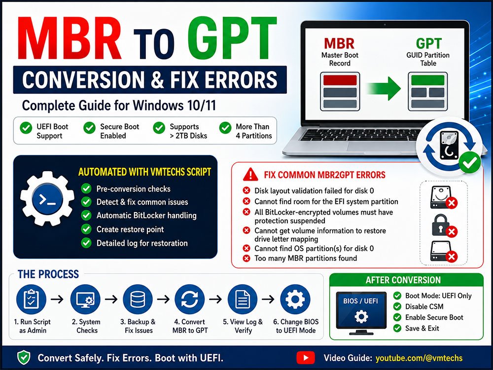 How to Convert MBR to GPT Without Data Loss: One-Click Fix for All MBR2GPT Errors